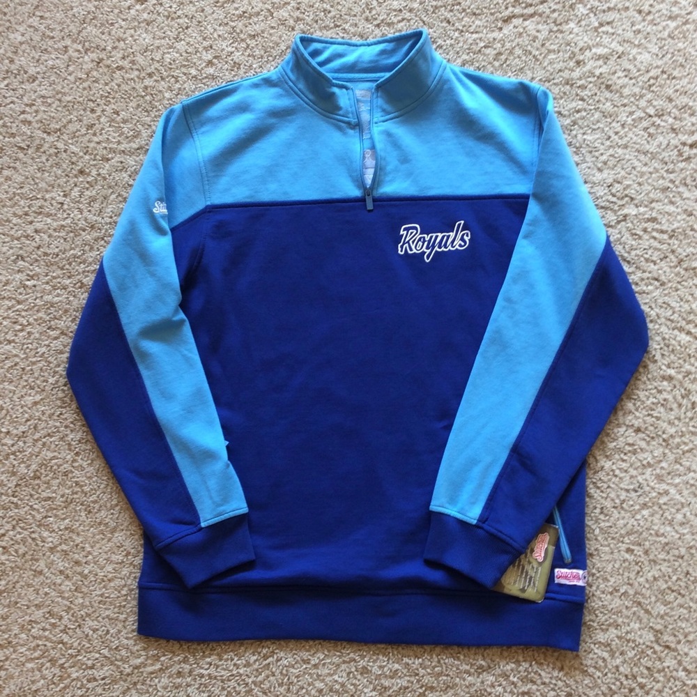 Stitches KC Royals Baby Blue Mens Quarter-Zip